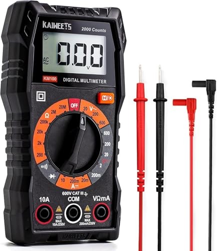 Digital Multimeter with Case, DC AC Voltmeter, Ohm Volt Amp Test Meter KM100