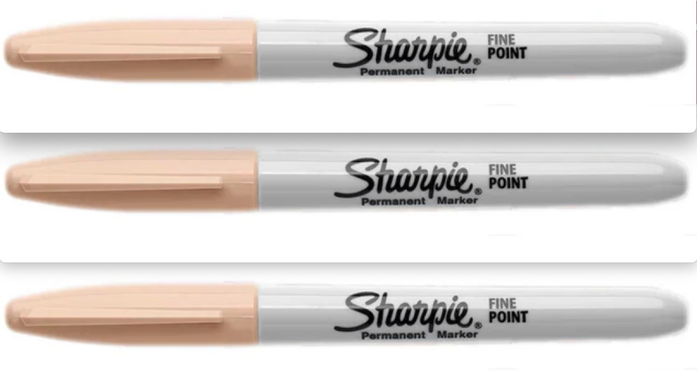 Sharpie Permanent Marker. Fine Point, Almond Ink, 3 Count