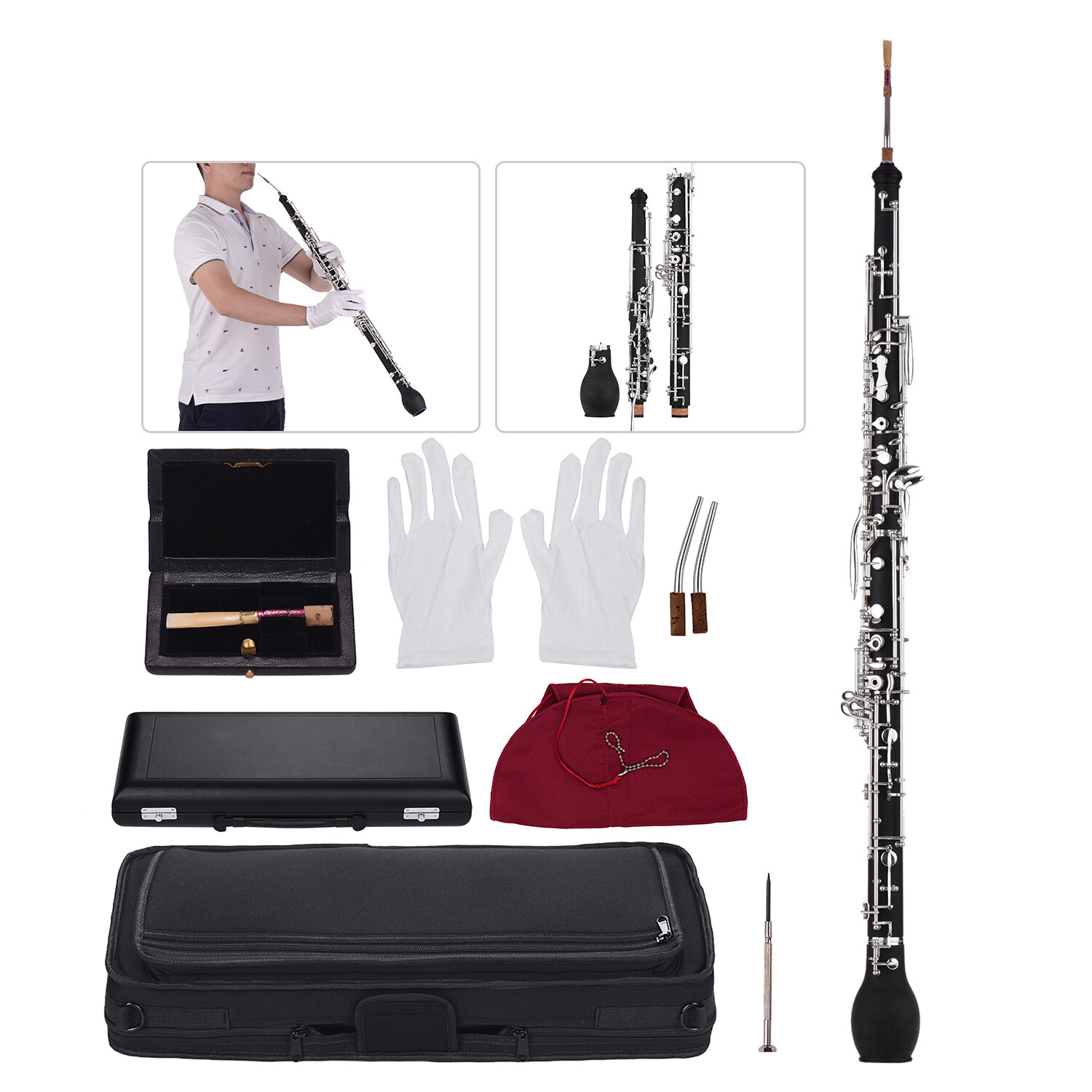 Professional English Horn Alto Oboe F Key Synthetic Wood Body Silver-plated Keys