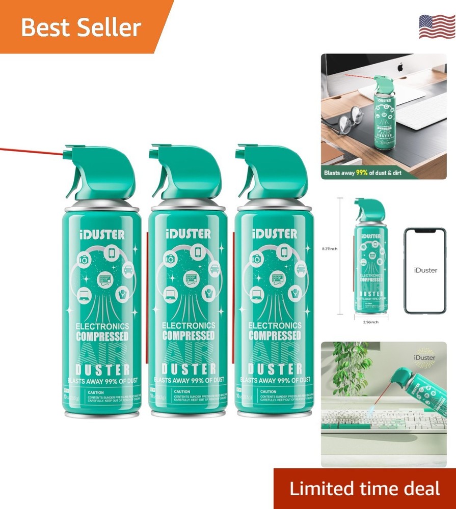 High-Pressure Air Duster 3-Pack - Perfect for Dusting Electronics & More