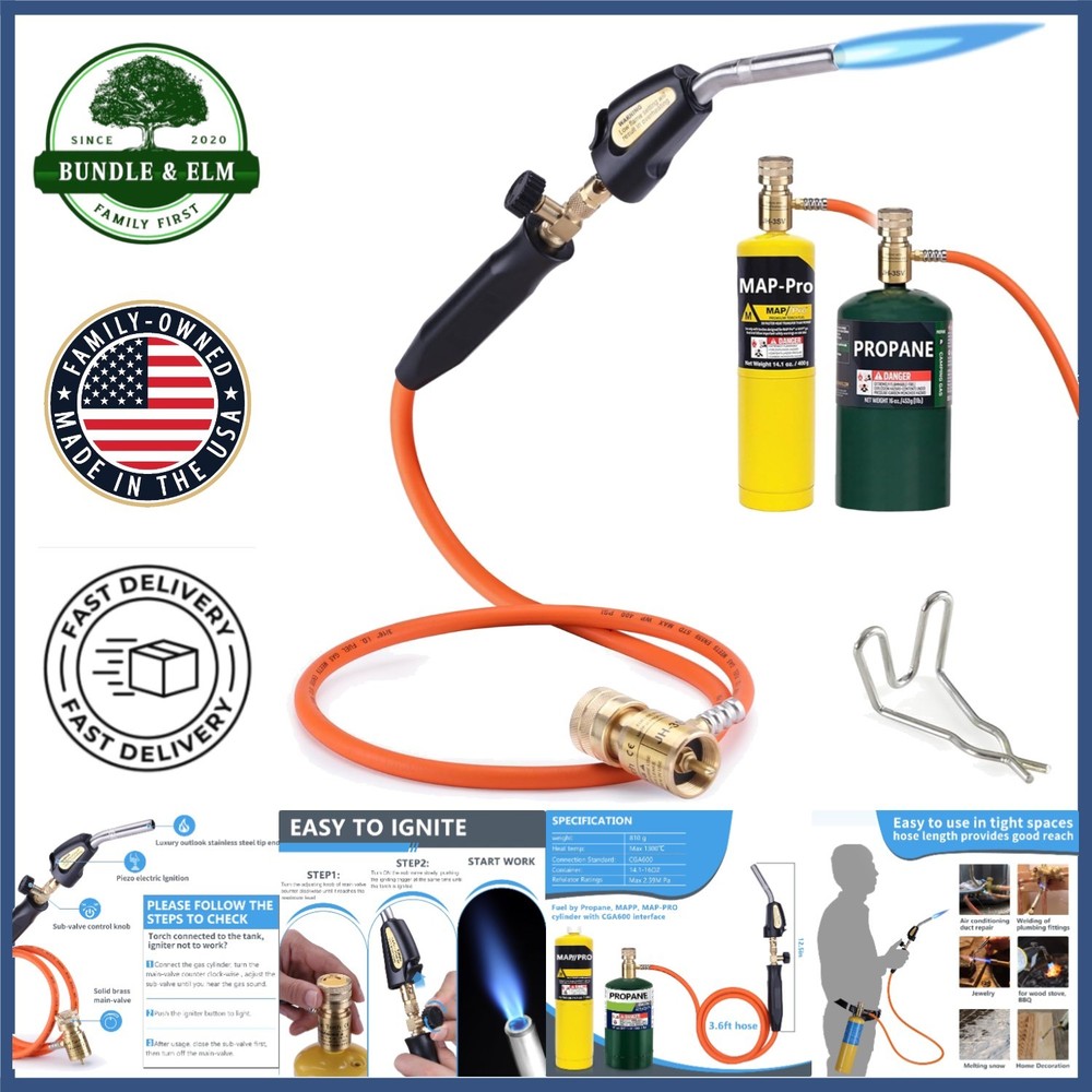 High-Temperature Propane Torch Kit with Self-Ignitor and Flow Adjustment Knob