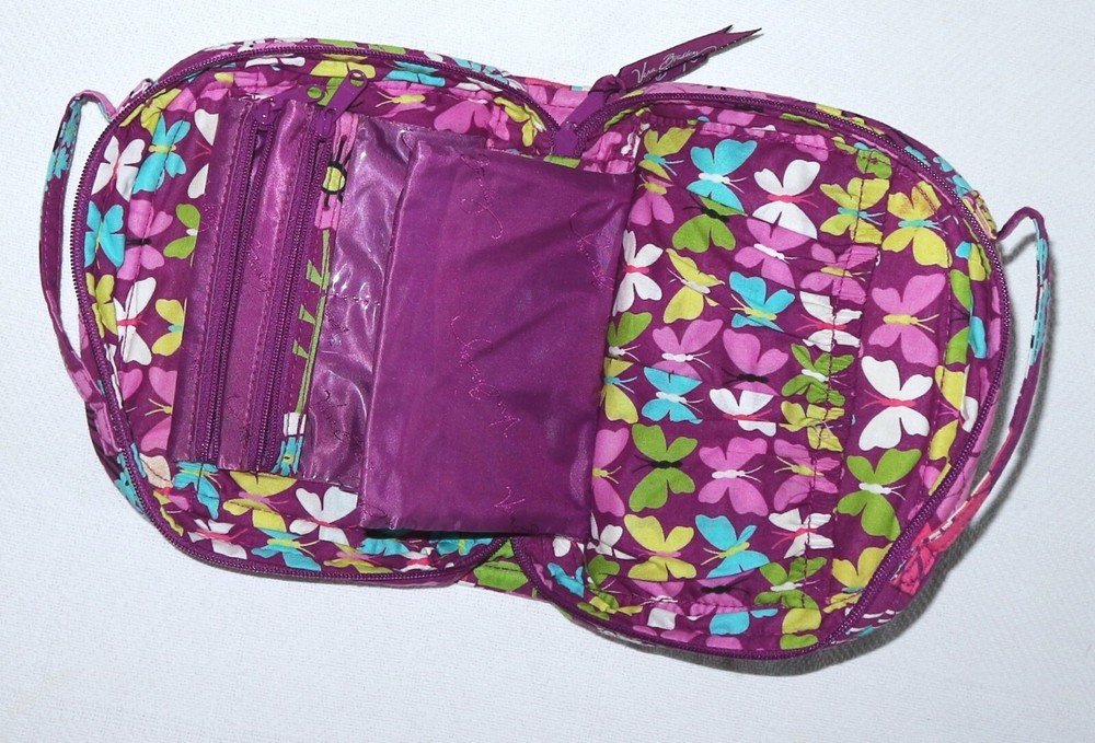 VERA BRADLEY Flutterby Pattern Small Ziparound Travel Makeup Accessory Kit EXC