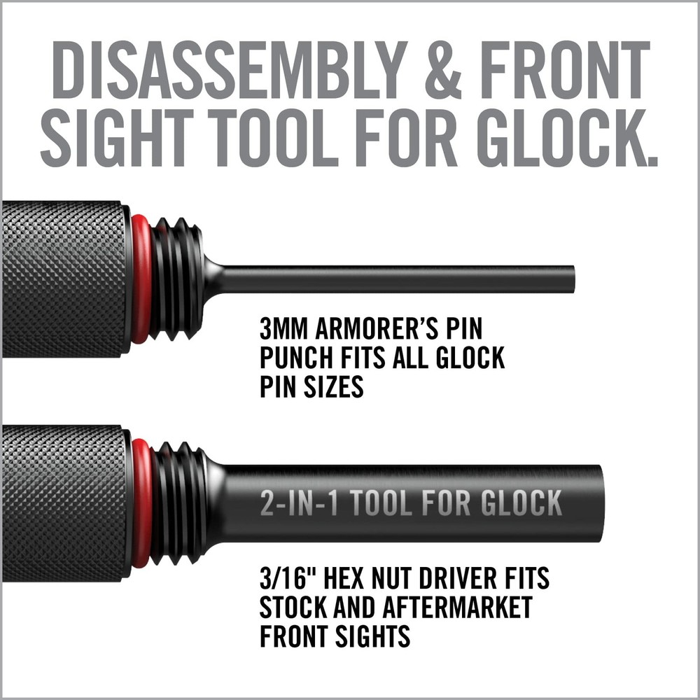 Real Avid 2-in-1 Tool for Glock Handguns, Includes Front Sight & Black