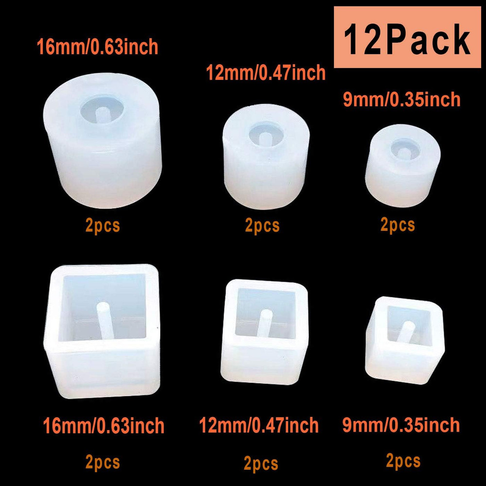 12PACK Resin Casting Molds Square round Beaded Resin Mold Cube Silicone Molds fo