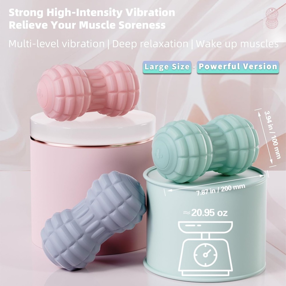 Vibrating Peanut Massage Ball - Silicone Trigger Point Roller for Back, Neck,...