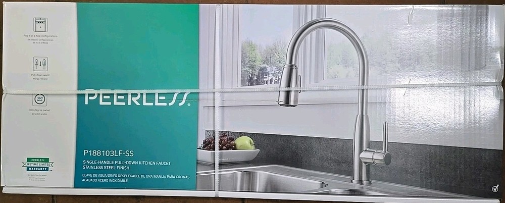 Peerless P188103LF-SS Tunbridge Single Handle Pull-Down Kitchen Faucet stainless