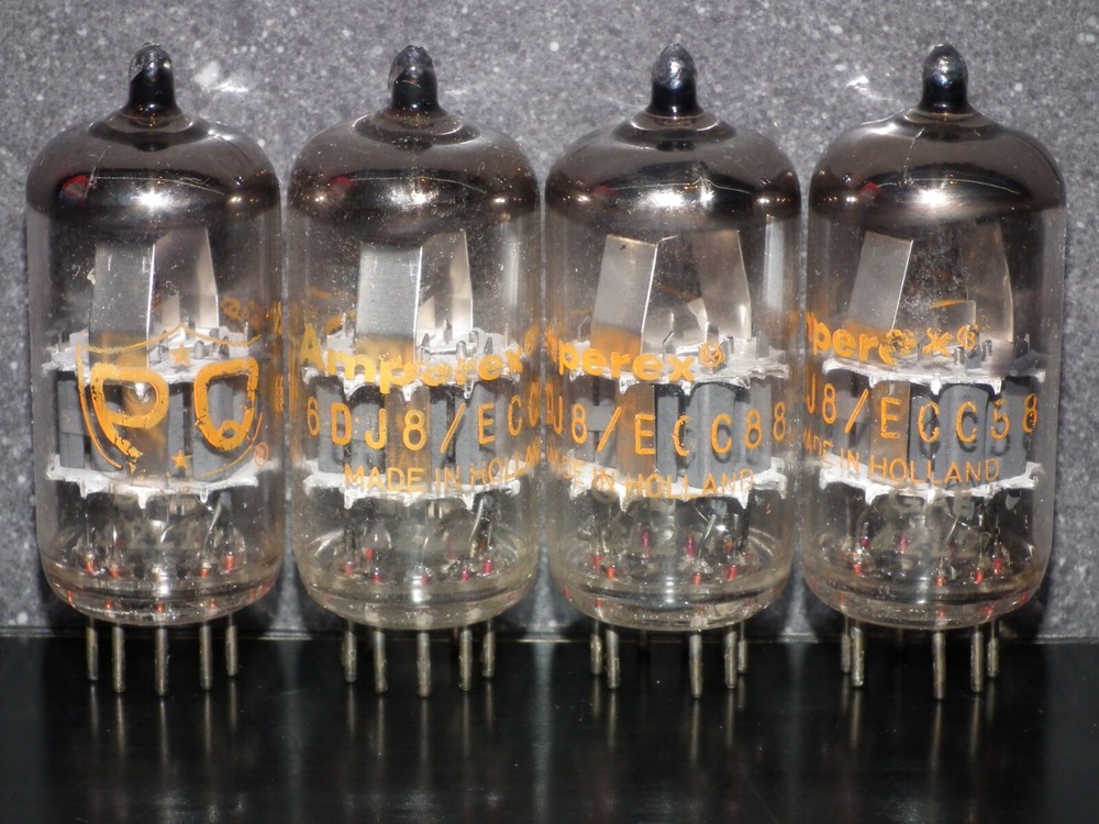 6DJ8 ECC88 Amperex PQ Holland Matched Pair Used Tested 95% A Frame Getter