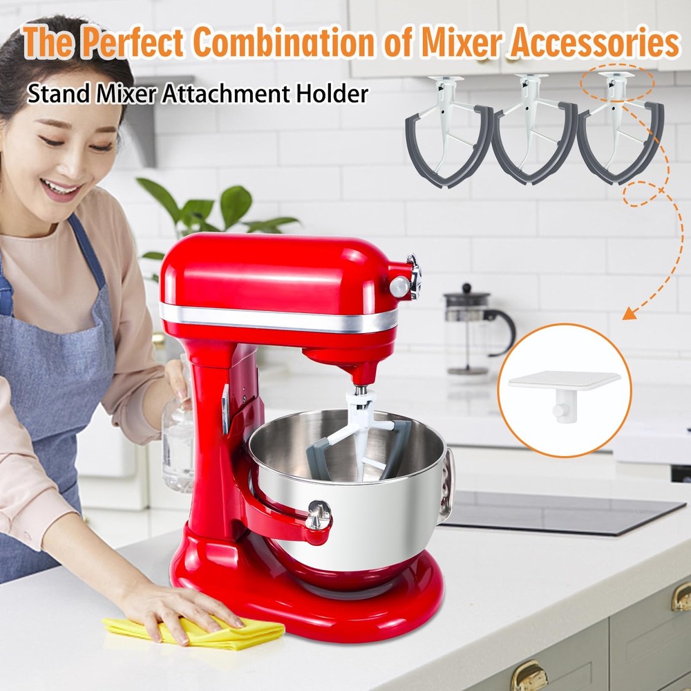 4 Pack Stand Mixer Attachment Holders Compatible with Kitchenaid Small, White