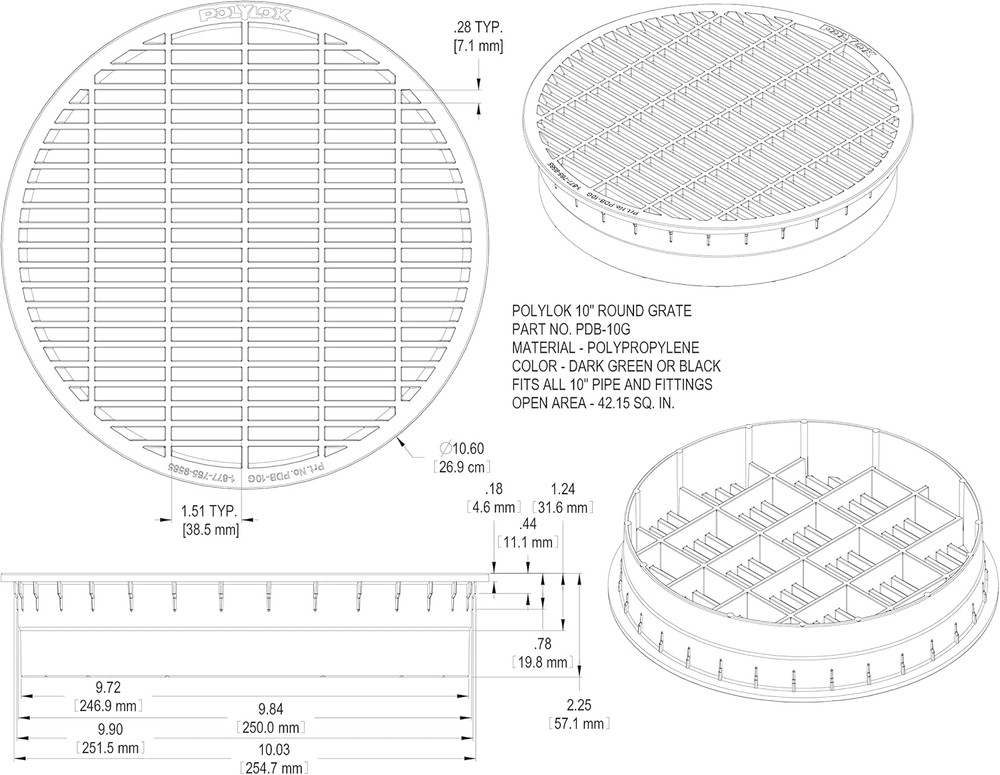 10" Pipe Grate (Black)