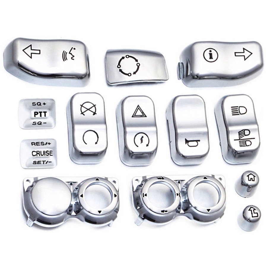13pcs Hand Control Housing Button Cover Switch Cap Kit For Harley Electra Glide