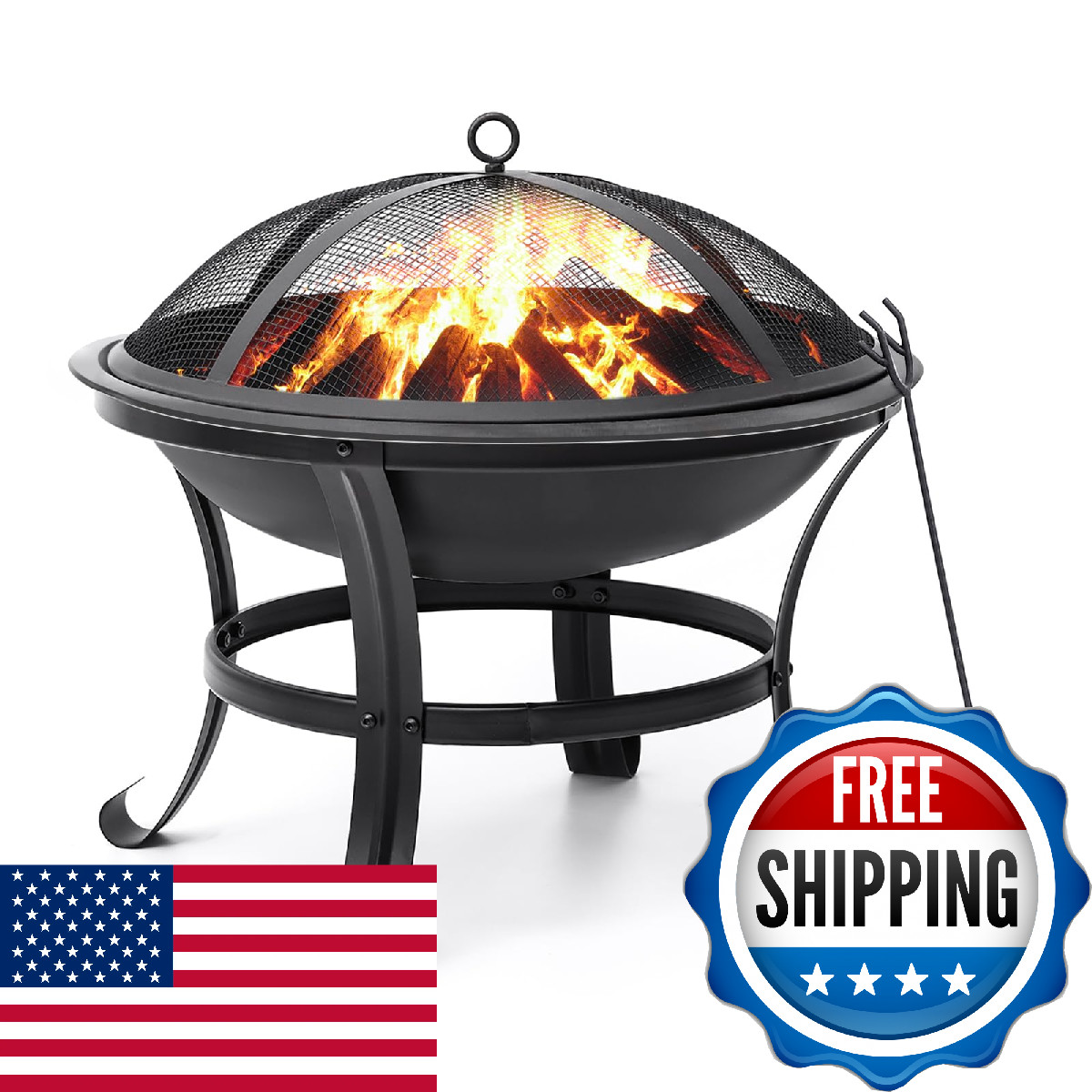 SINGLYFIRE 22 inch Fire Pit for Outside Outdoor Wood Burning Small Bonfire Pit S