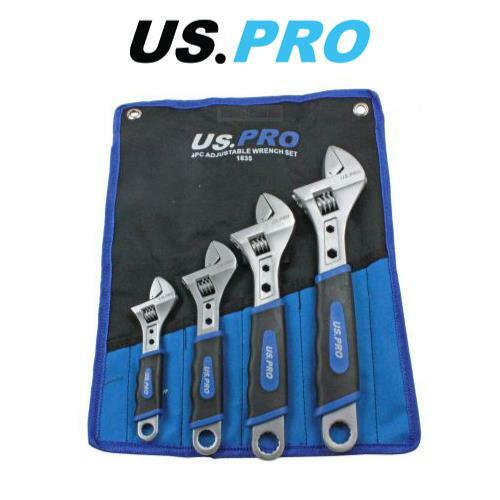 US PRO Tools 4pc Adjustable Wrench / Shifting Spanner Set 6" 8" 10" 12" - 1835