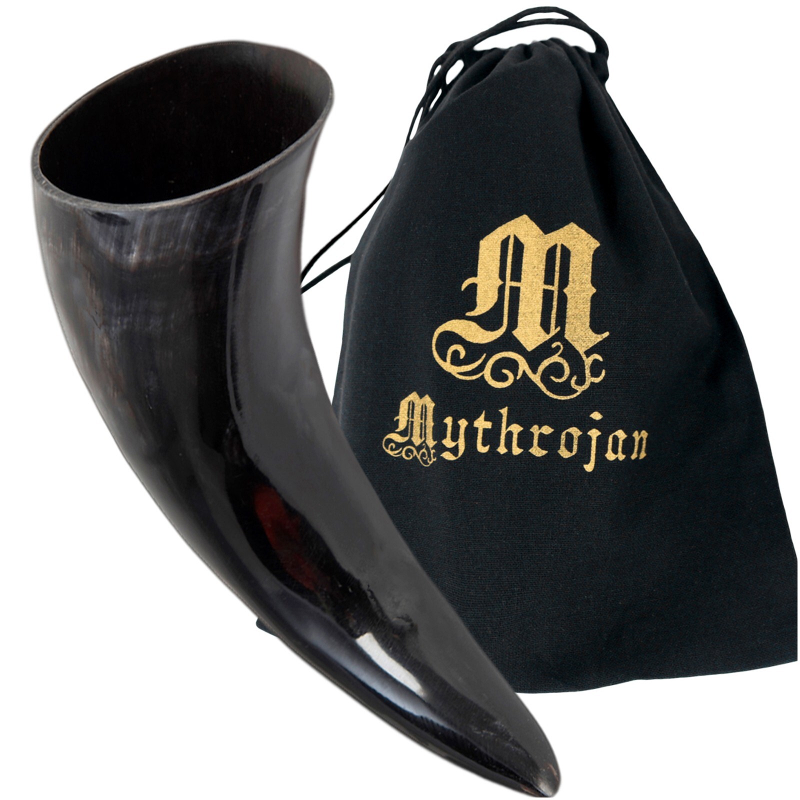 Viking Drinking Horn Mug with 4 Litre Capacity and Free Canvas Bag Medieval Ale