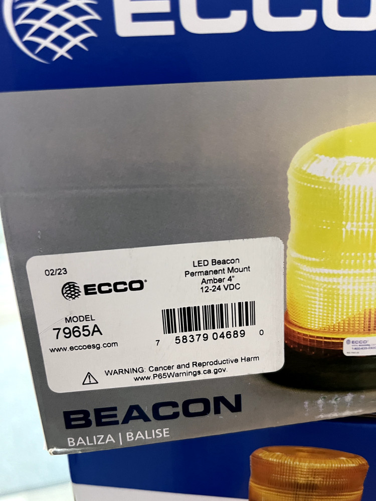 Ecco Strobe Light: Amber, Pipe & Surface Mount, 12V 7965A