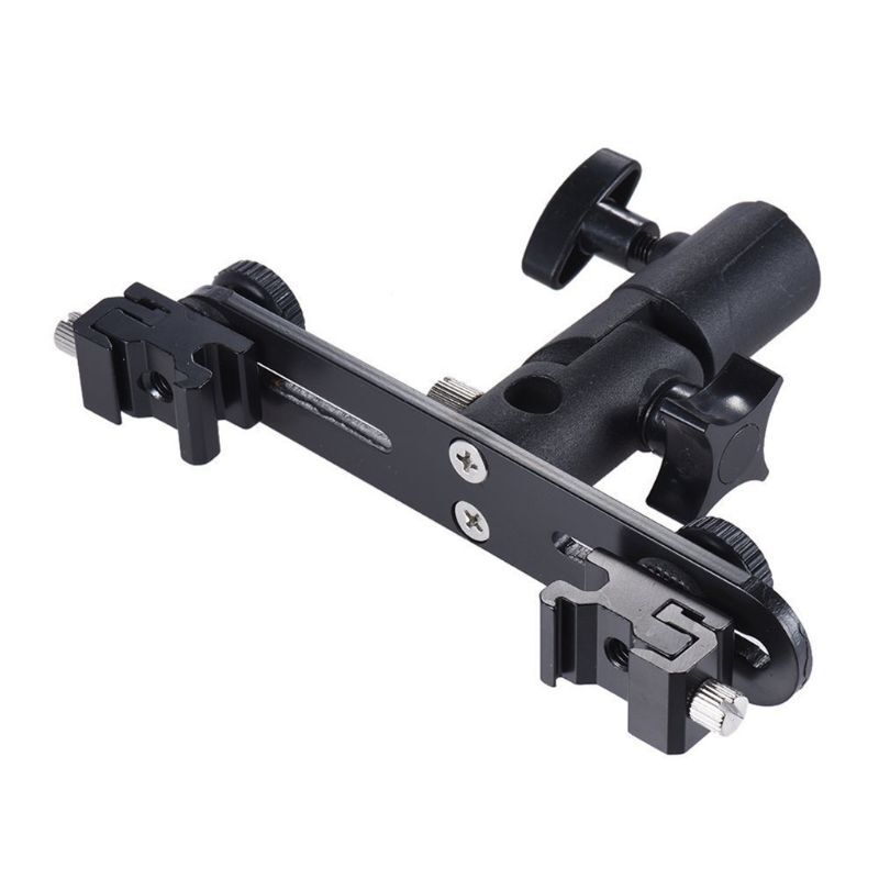 Double Hot Shoe Bracket Light LED Microphones Studio Video Camera