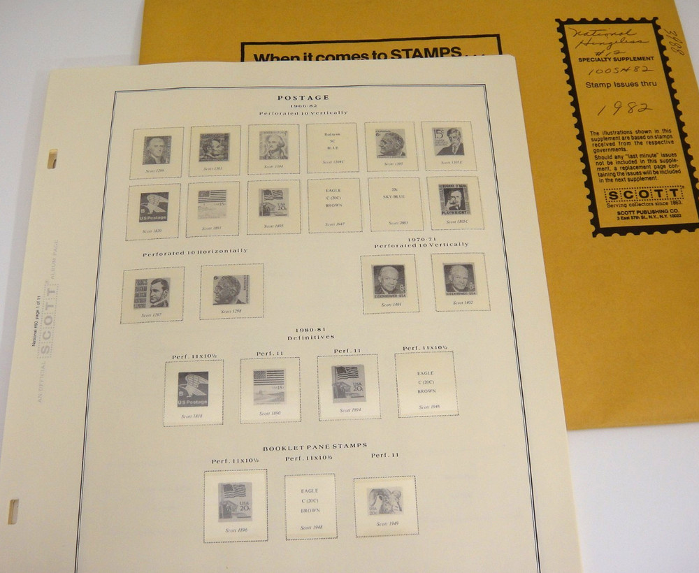 Scott 1982 National Hingeless Stamp Album Supplement #12 100SH82 NOS