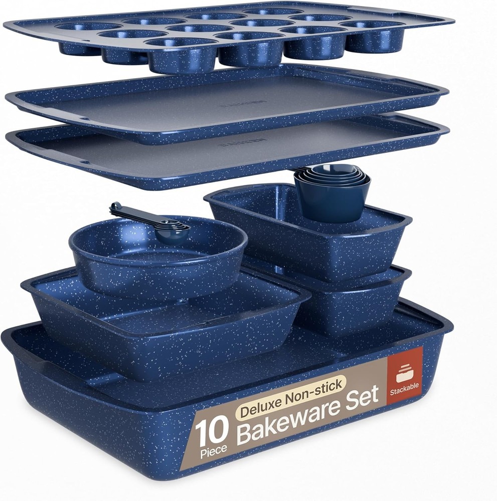 Bakken Swiss Bakeware Set – 6 Piece – Stackable Deluxe Non-Stick Baking Pans