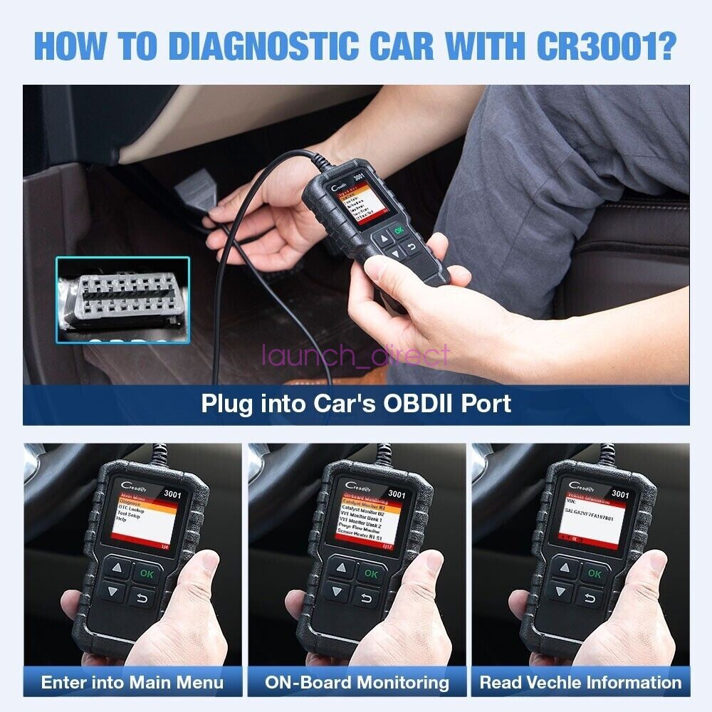 LAUNCH CR3001 Automotive OBD2 Scanner Code Readers Check Engine Diagnostic Tool*