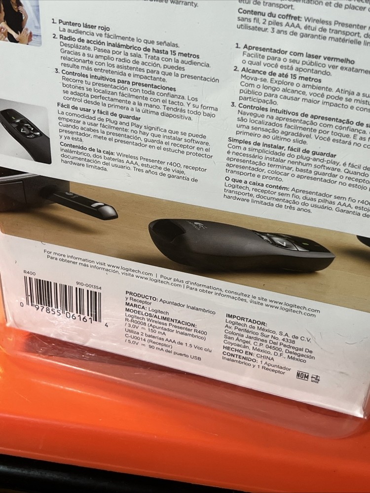 Logitech R400 Laser Presenter Remote Control & Pointer — Brand New Sealed