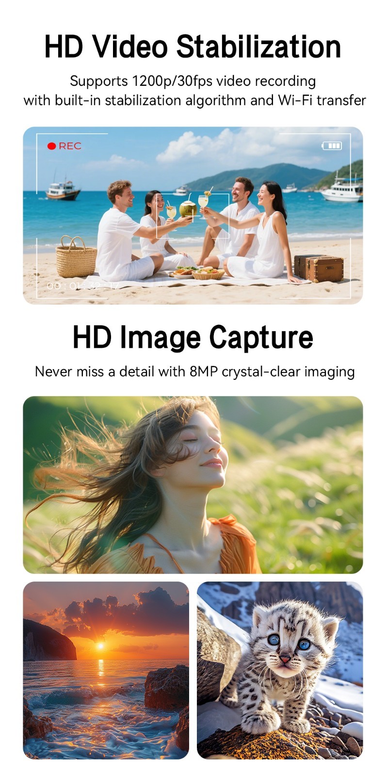 AI Smart Glasses 8MP Camera 4k HD Video Real-Time Translation Image Recognition