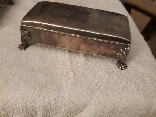 1897 Silver-Plated CIGAR/CIGARETTE BOX w/ Wood Lining (POOLE SILVER CO)last 24hr