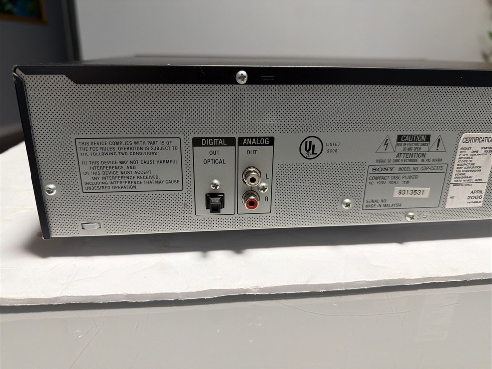 Sony 5-Disc CD Carousel Changer Exchange System CDP-CE375 Player with Remote
