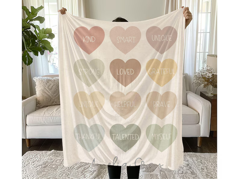 Childs Personalized Affirmation Blanket Custom Name Kids Throw
