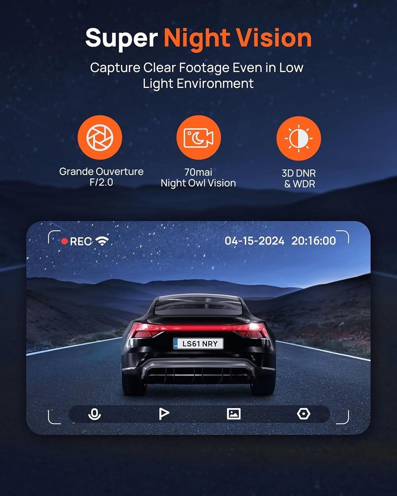 Front Dash Camera 130° Wide-Angle Loop Recording