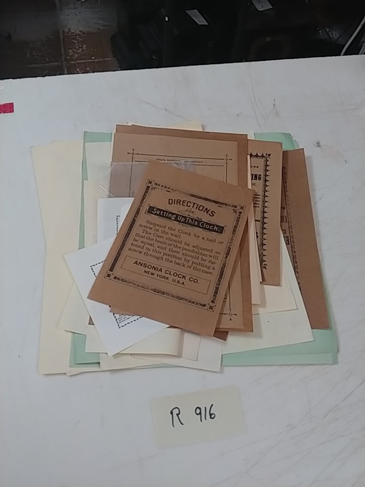 Restoration Replacement Paper Clock Labels & CLOCK DIRECTIONS