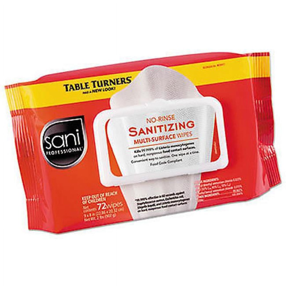 Sani Professional No-Rinse Sanitizing Multi-Surface Wipes, White 72ct