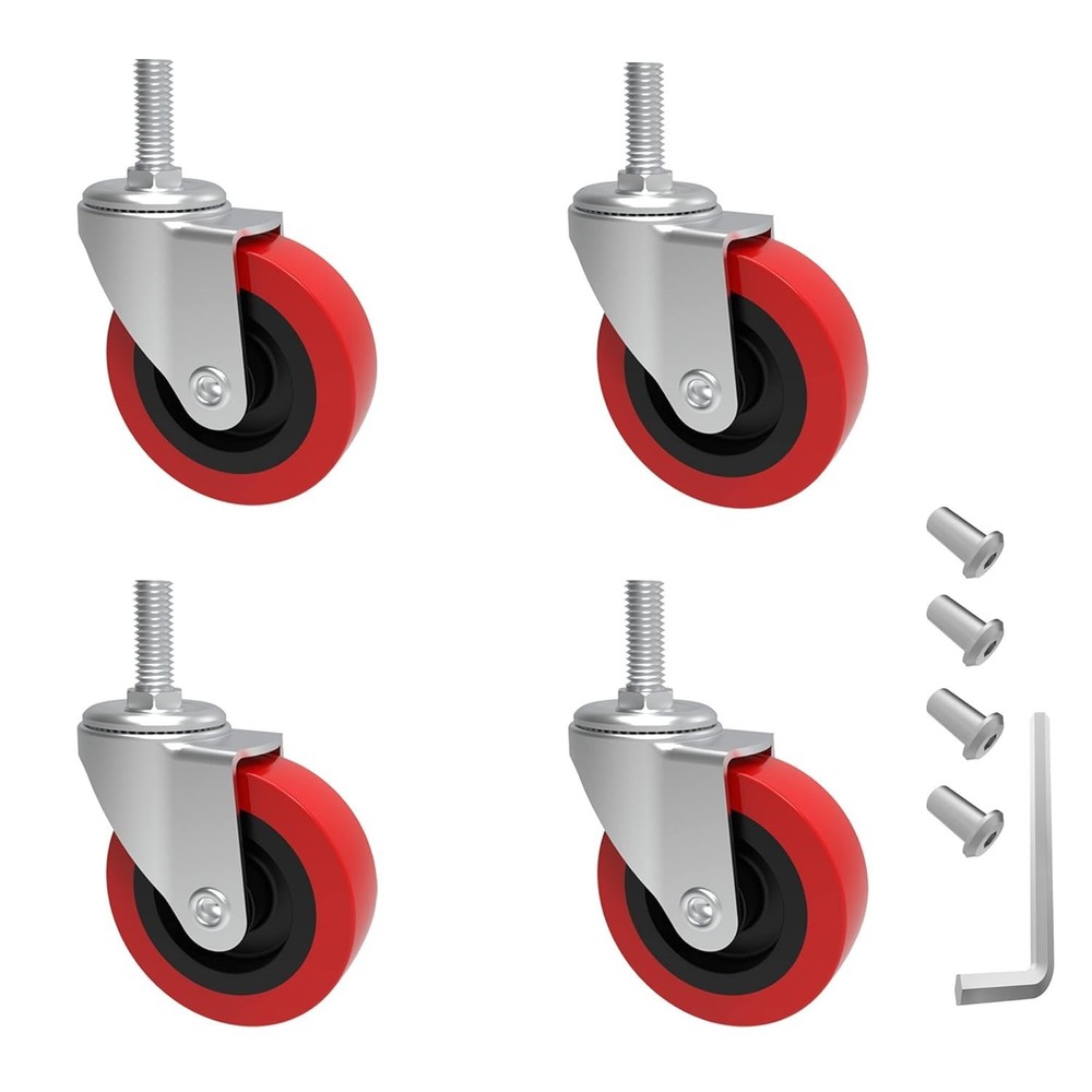 Durable 4 Pack Caster Wheels 2.5 Inch - Chrome & Polyurethane Finish