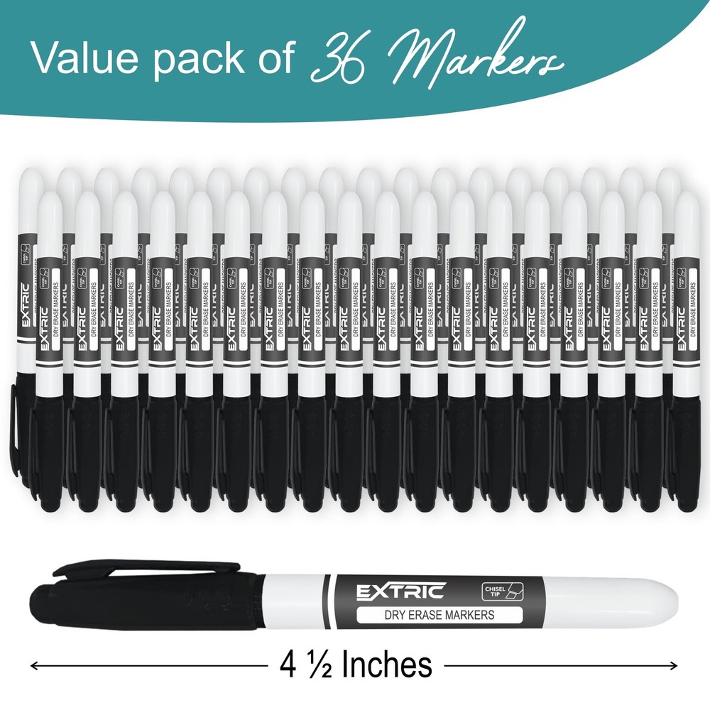 Black Dry Erase Markers, 36 Count Whiteboard Markers Chisel Tip, Bulk Classro...