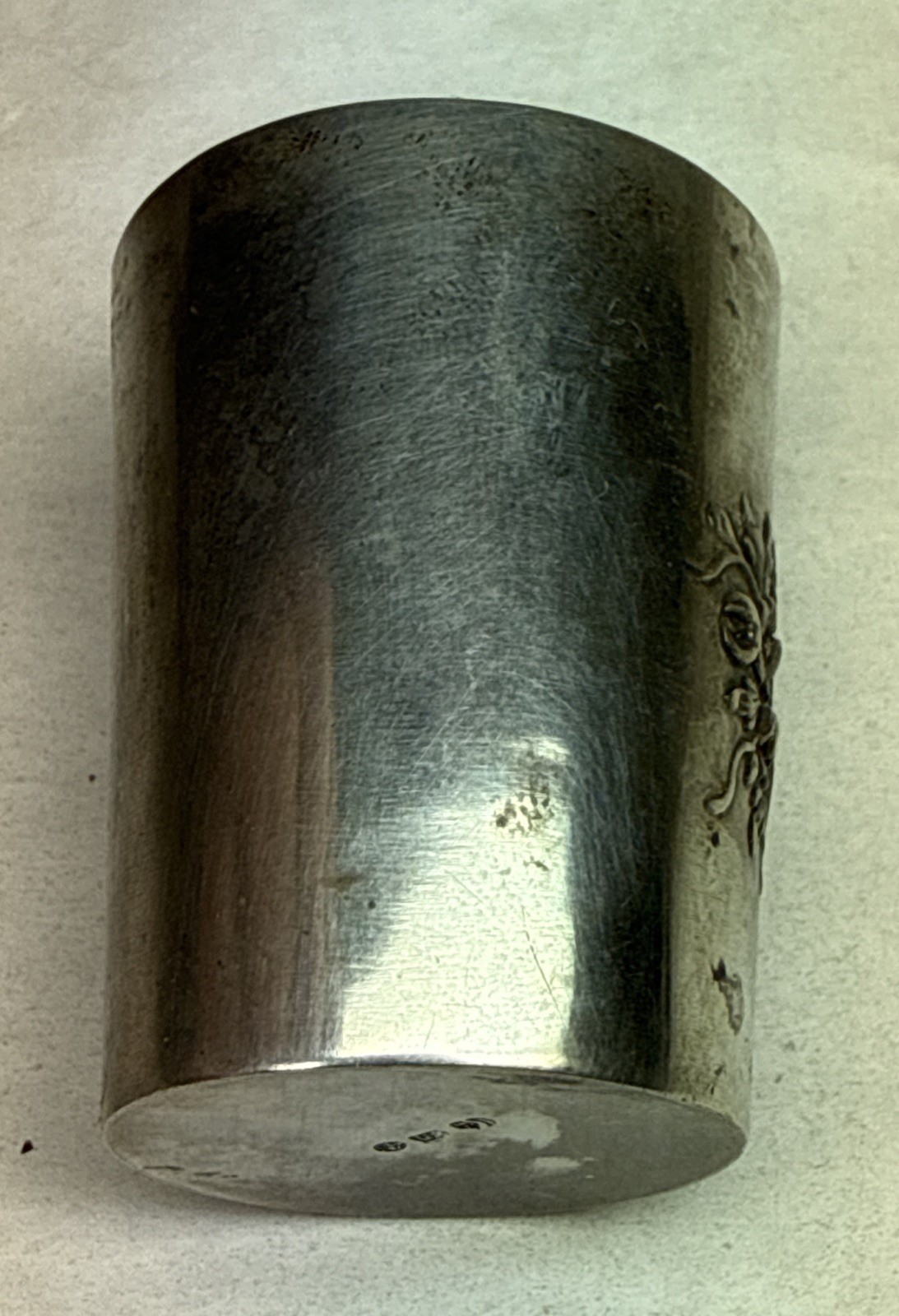 Antique Victorian Shot Glass Cup German 800 Sterling Silver Gebruder Kuhn ? Gold