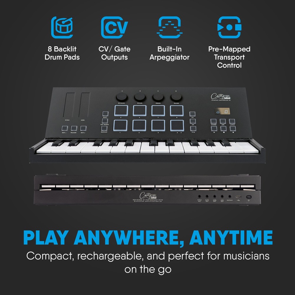 Carry-on Folding MIDI Controller 25 - MIDI over Bluetooth &USB