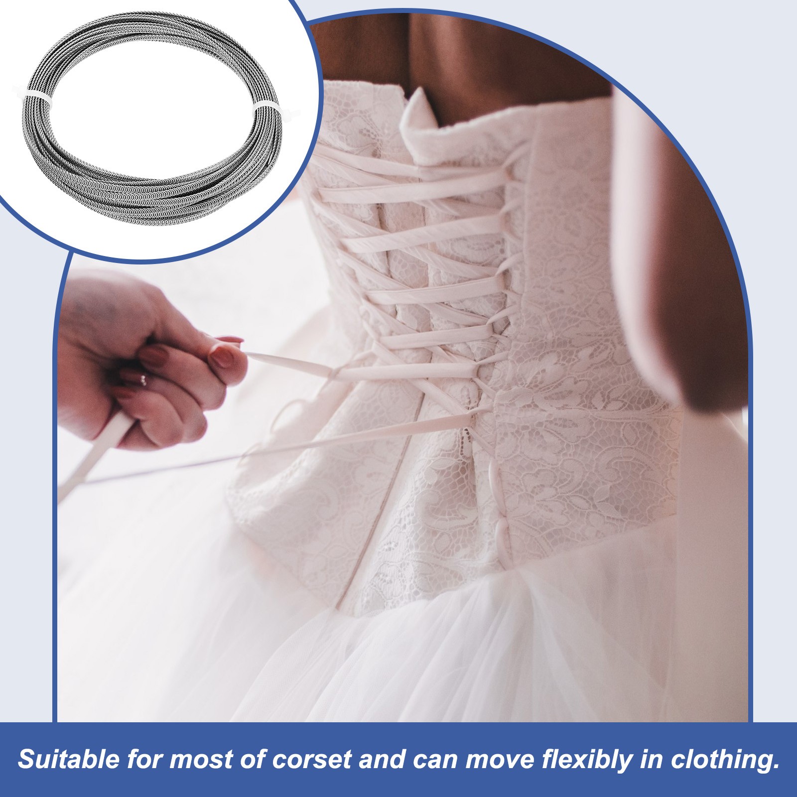 304 Stainless Spiral Steel Boning 33 Feet for Corset Making