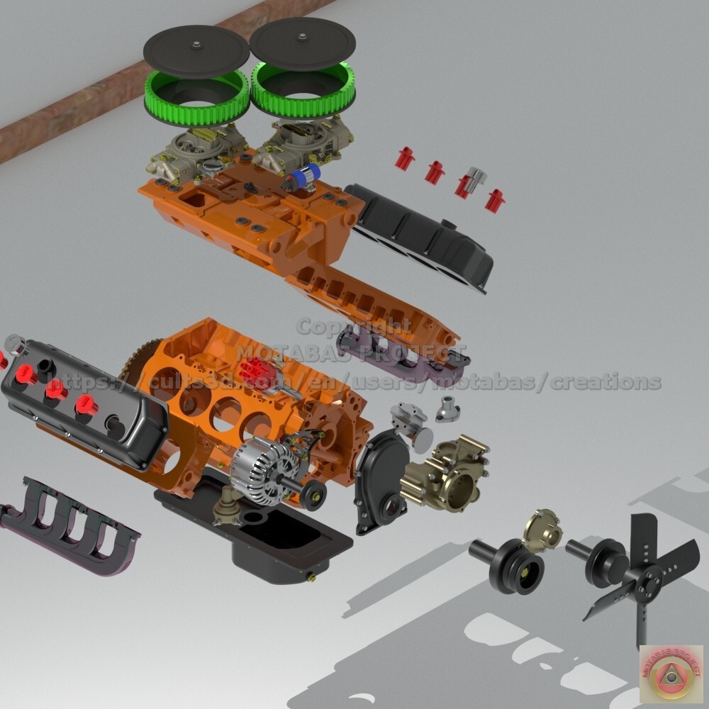 1:25-1:24 Scale Hemi 426 Cross Ram Engine Kit Resin Printed