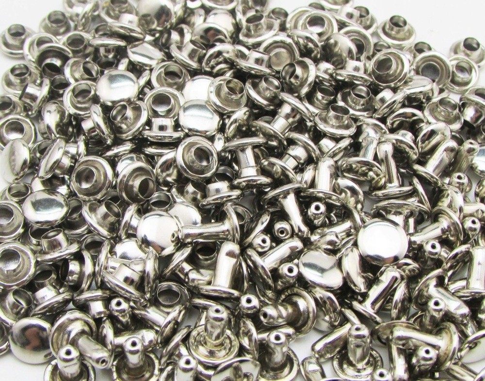 150 Sets Silvery Double Cap Rivets Plane Cap 7mm Post DIY Leather Craft Use