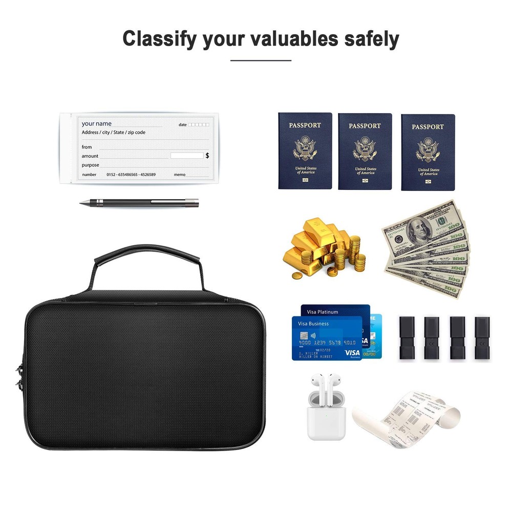 ENGPOW Small Fireproof Storage Organizer Case with Lock(9”x Small, Black