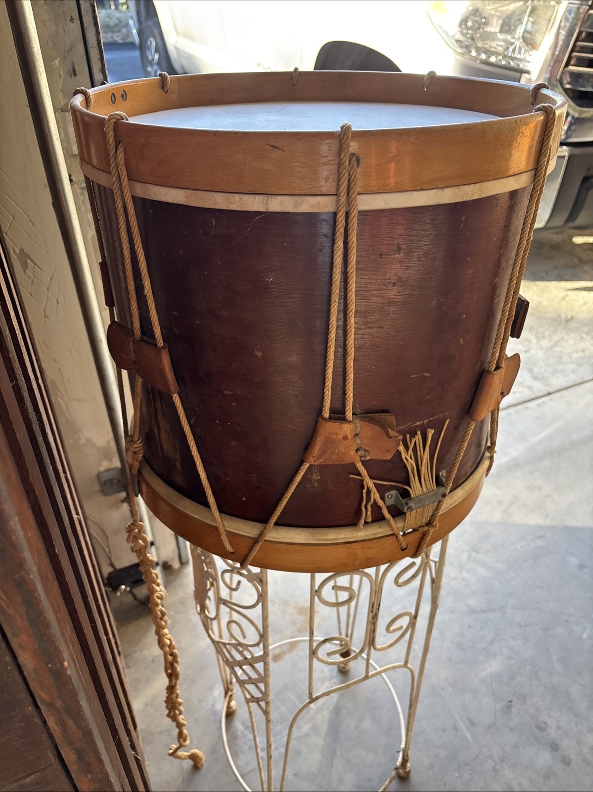 WWII U.S. MARKED WFL ROPE TENSION SNARE FIELD DRUM William F Ludwig