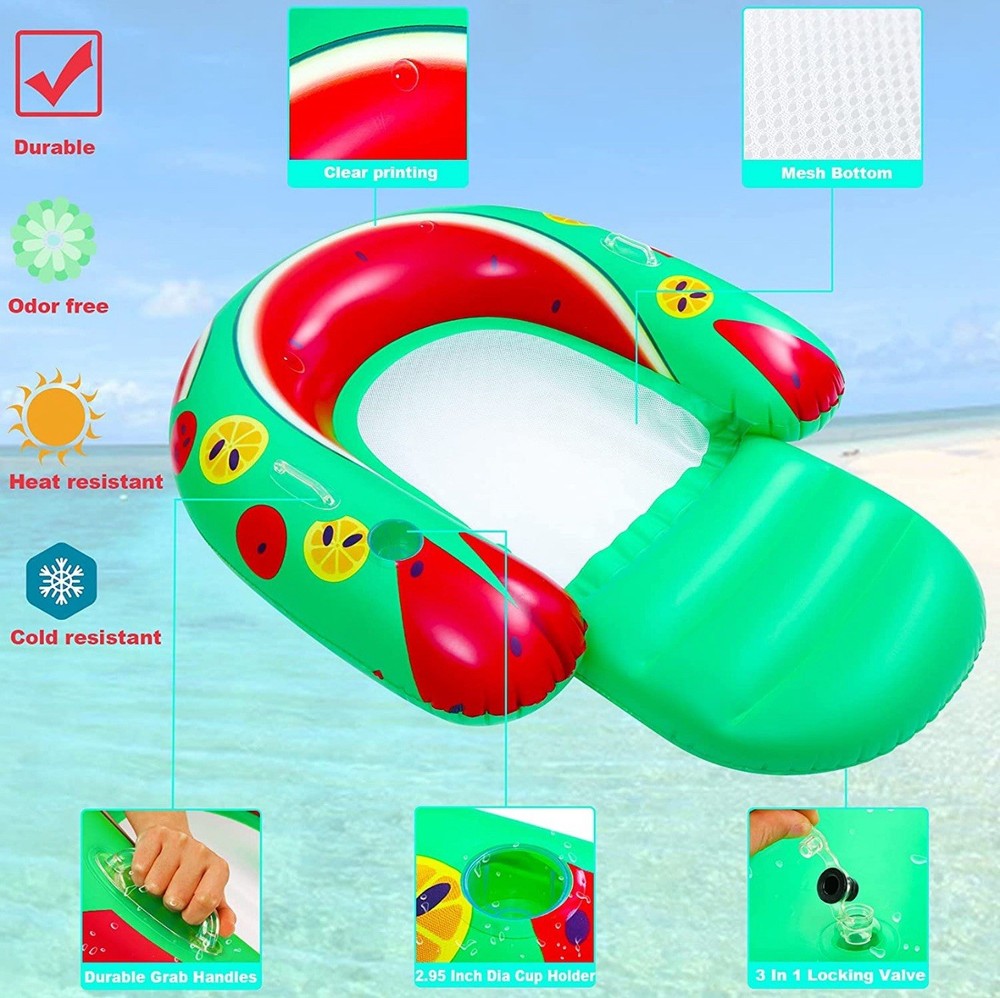 Inflatable Float Lounge Inflatable Pool Float Multi-Purpose Pool Chair 2 Handles