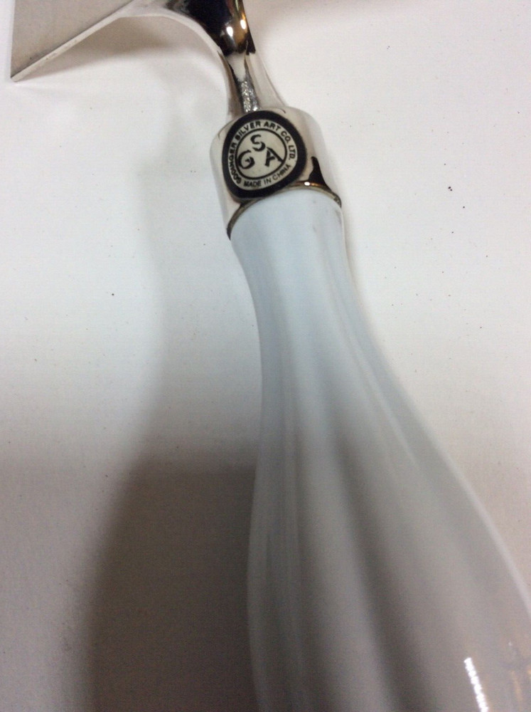 Wedding Cake Server Silver Plate with Ceramic Handle