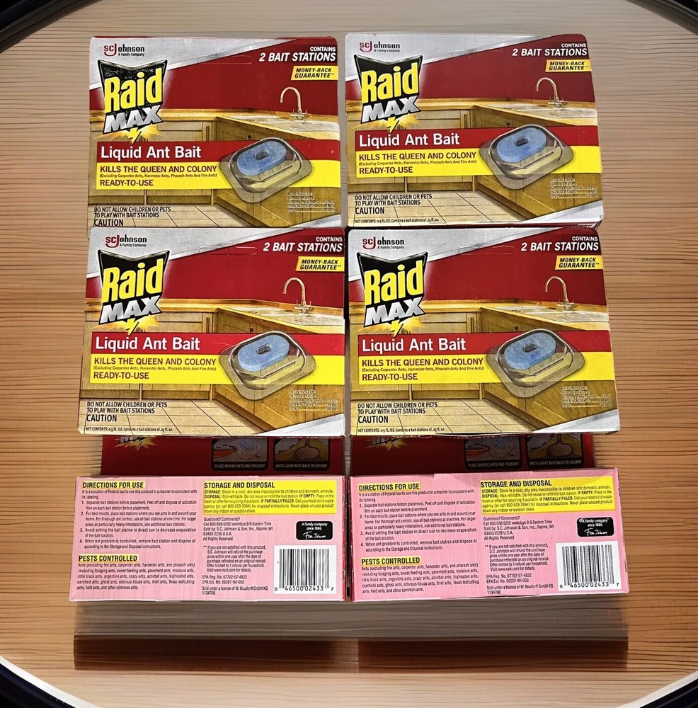 Raid Max Liquid Ant Baits Kills Ants Where They Breed 2 Bait Stations 6 Pack=12