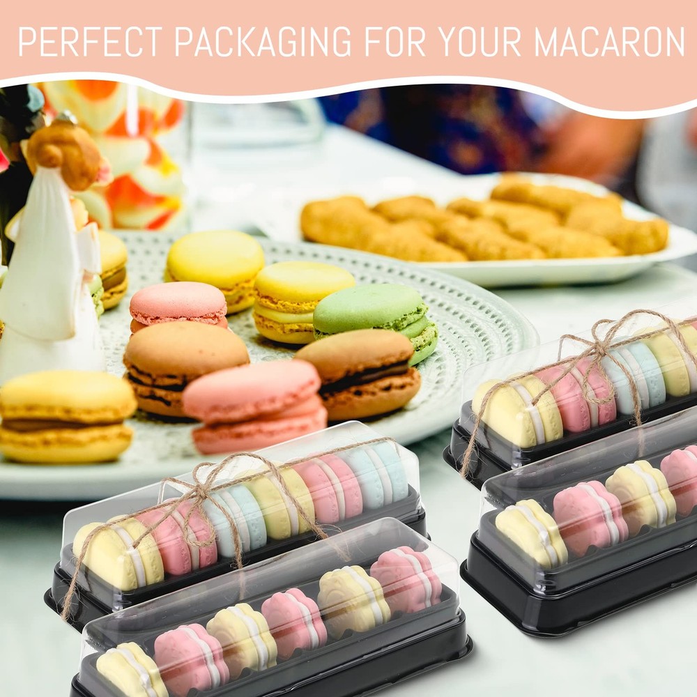 Remerry 100 Pcs Macaron Boxes with Clear Lids Bulk Macaroon Container
