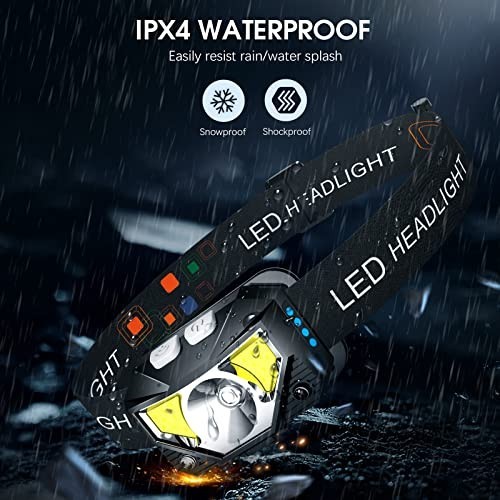 Ultra-Bright LED Rechargeable Headlamp 2-Pack - Waterproof, Motion Sensor, 8 Mod