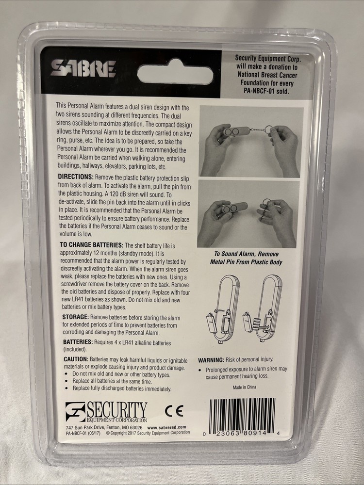 Sabre Personal Alarm Key Ring #120dB