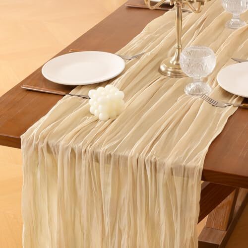 Champagne Table Runner Spring Easter Cheesecloth Table Runner 10ft x 1pc Sand