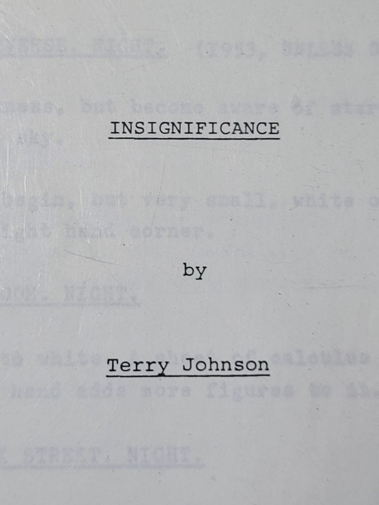1984 Insignificance Script Screenplay Terry Johnson Gary Busey 2nd Draft Vintage