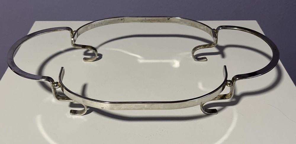 Vintage Rounded Square Silver Plated Casserole Dish Rack Curved Feet 16” X 9.75”