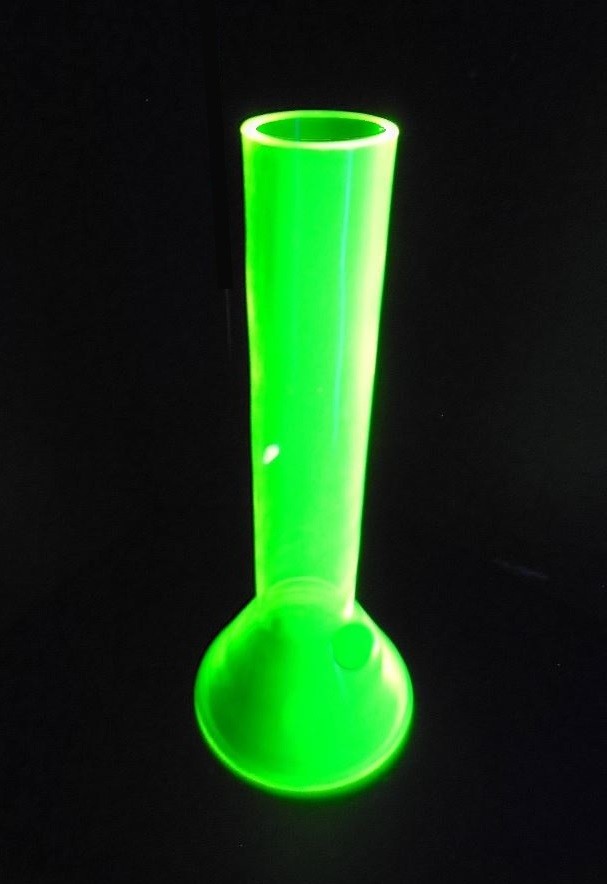 URANIUM GLASS - Vaseline Glass - VASE Hookah Tobacco WATER - 15"x6" KRYPTONYTE
