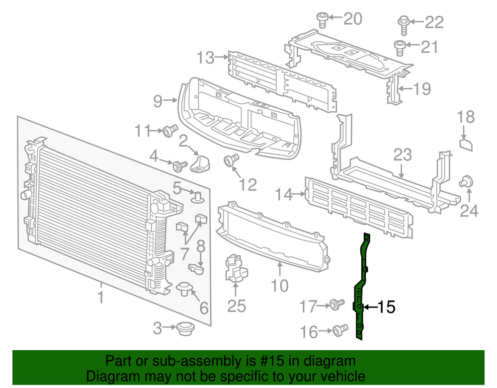 Genuine GM Passenger Side Front Bumper Shutter Bracket 22864687
